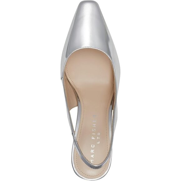 NEW NIB Marc Fisher Slingback Silver Metallic Pumps Size 8 or 8.5 Shoes Womens - Picture 5 of 6